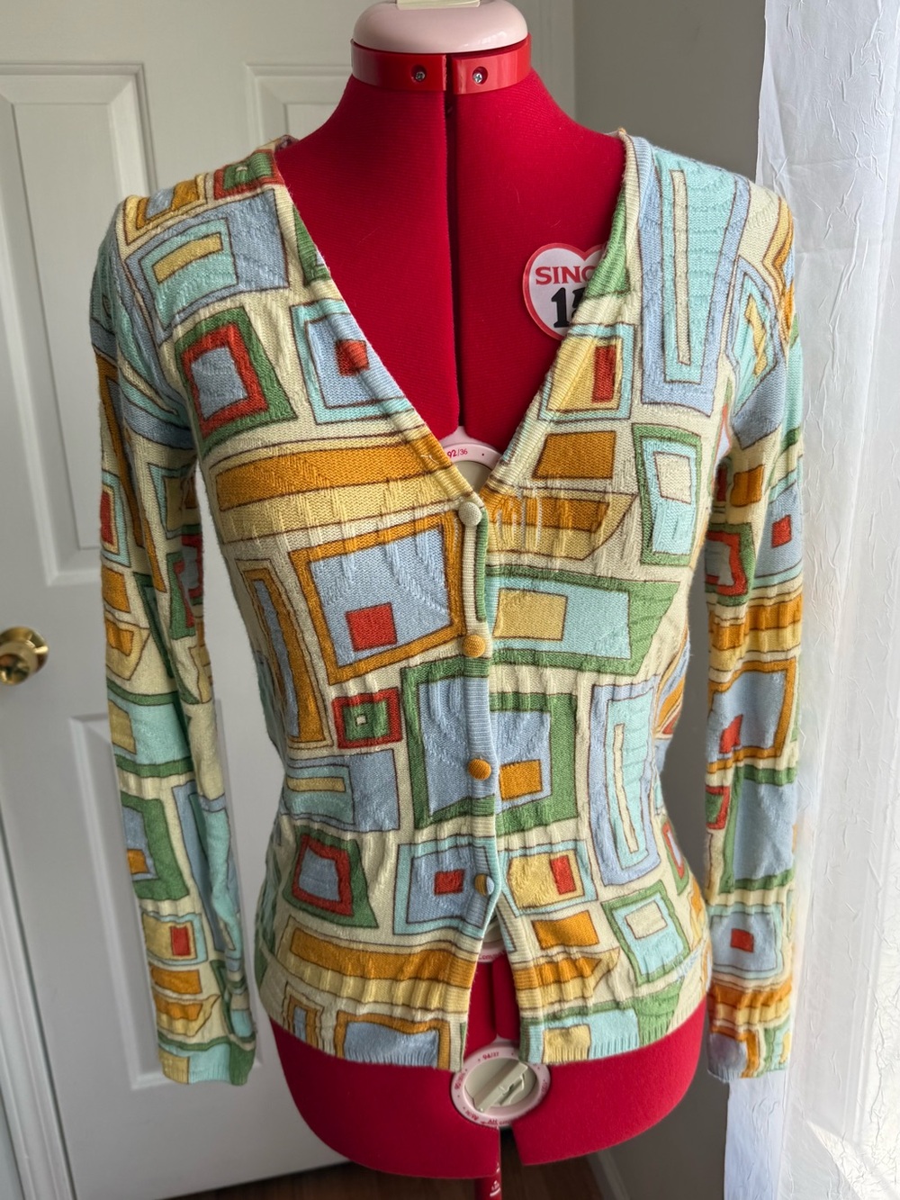 NWT House of Sunny Pepperland Peggy abstract-print faux-fur knitted cardigan